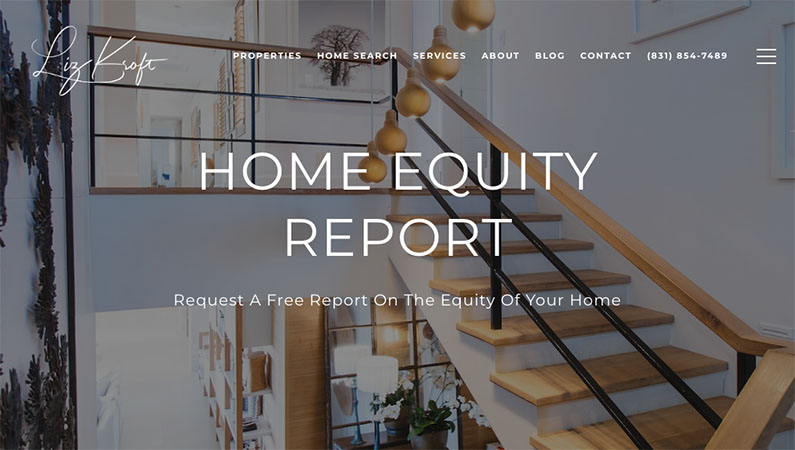 Liz Kroft home equity report landing page