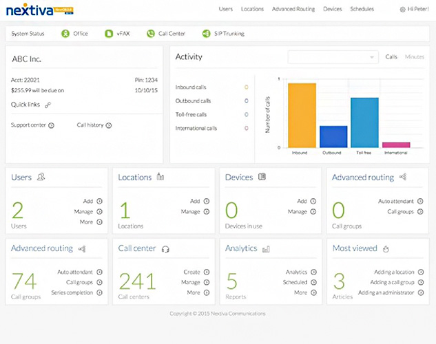 Image of the Nextiva call recording dashboard