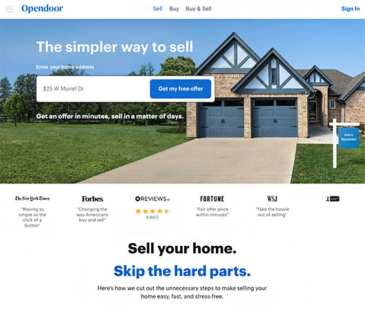 Opendoor home page
