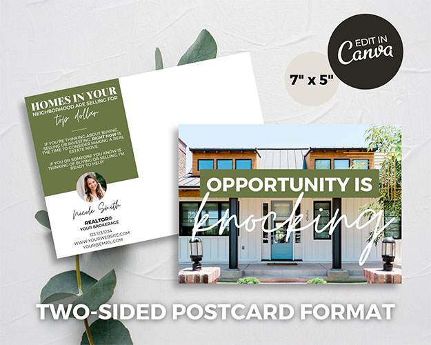 "Opportunity is knocking" postcard from real estate agent