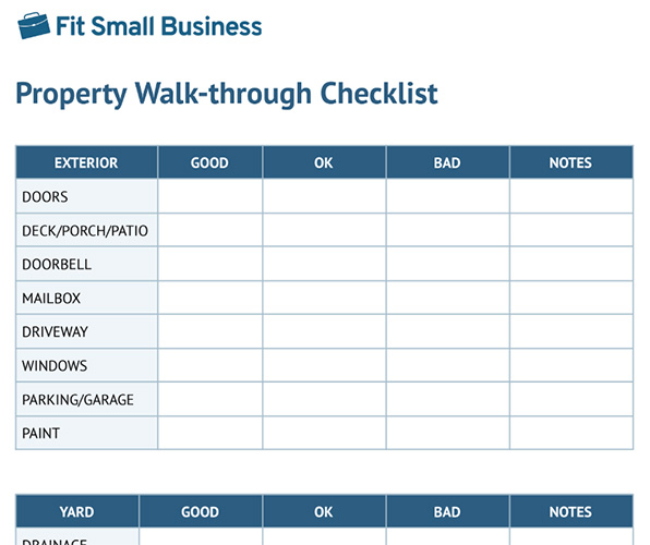 Property Walk-through Checklist