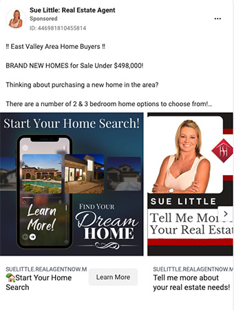 Real estate agent Facebook ad example