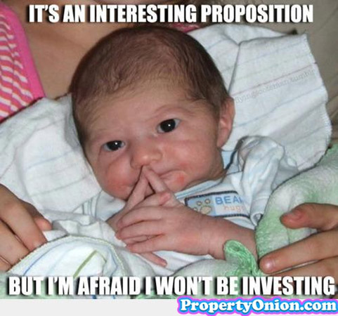 Real estate investing meme with baby facial expression
