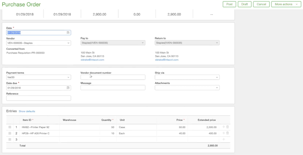 Image showing the purchase order window.