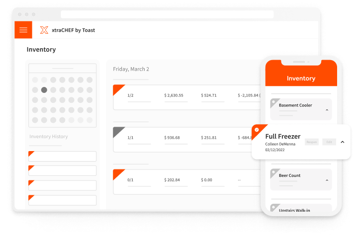 xtraCHEF by Toast inventory dashboard