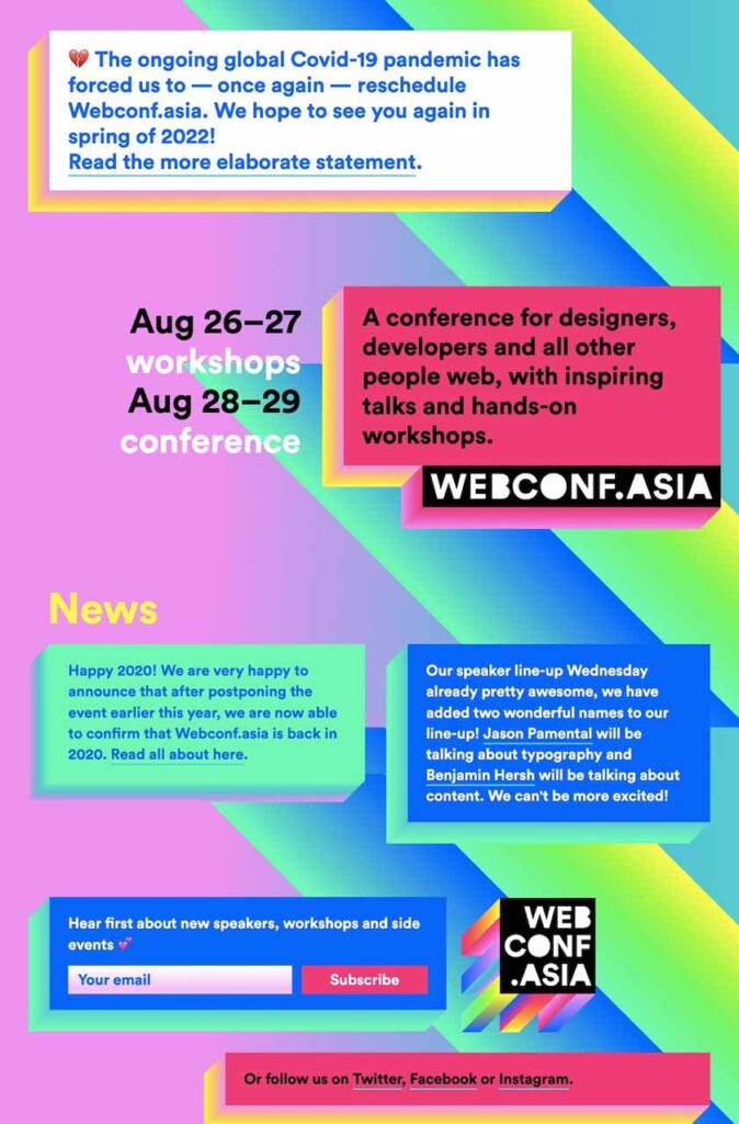 Conference organizer Webconf.asia's landing page from their website.