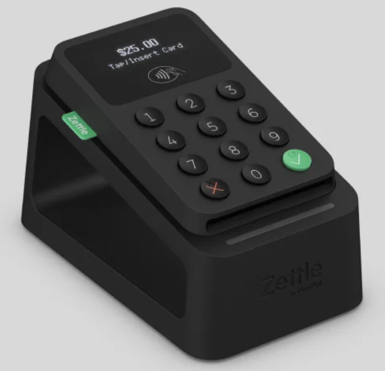 Zettle debit and credit card reader.