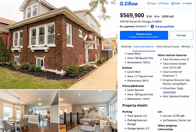 Zillow real estate video listing