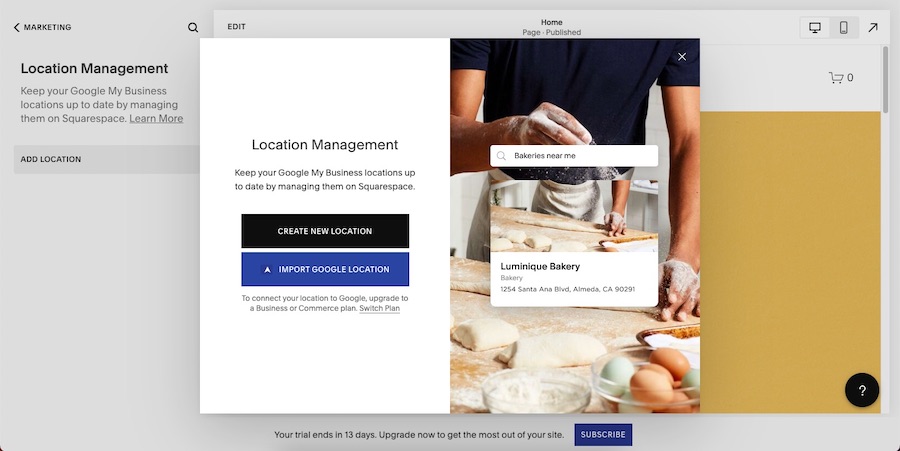 Adding and managing your business location on Squarespace