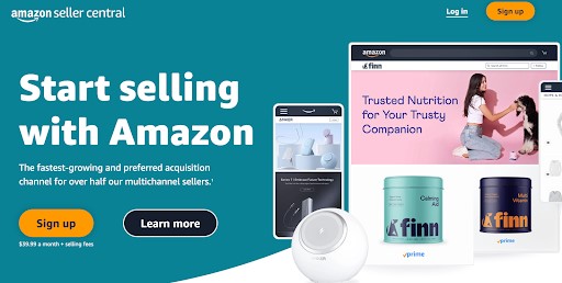 Amazon selling sign-up page.
