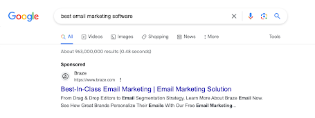 Google search ad example on search result page.