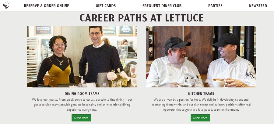 Lettuce Entertain You's career page images and minimal text.