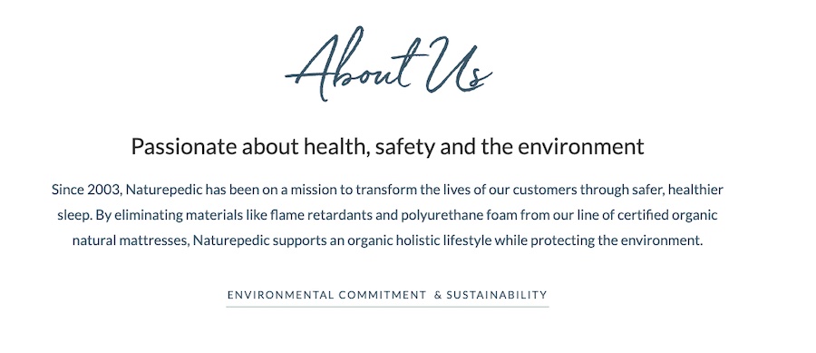 Naturepedic's mission statement taken from their website.