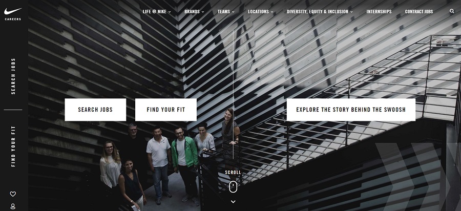 Nike's interactive career page.