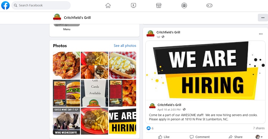 Restaurants can use social media to promote their brand, menu items, and hiring opportunities.