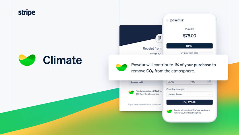 Stripe helps you to contribute to carbon removal efforts.