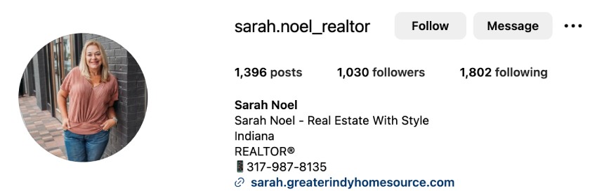 Screenshot of a real estate agent Instagram slogan.