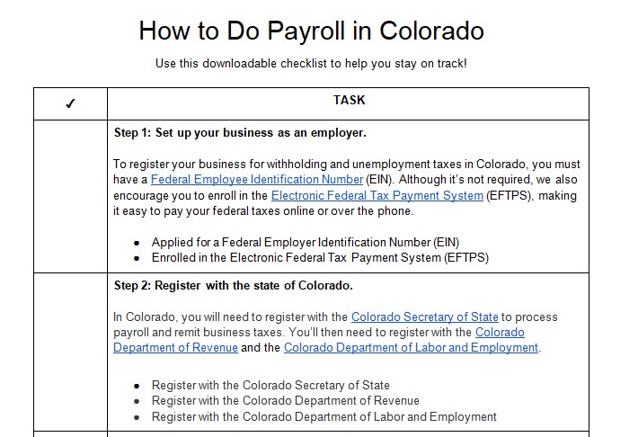 How to Do Payroll in Colorado checklist.