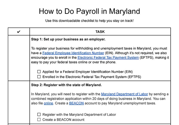 How to do payroll in Maryland.