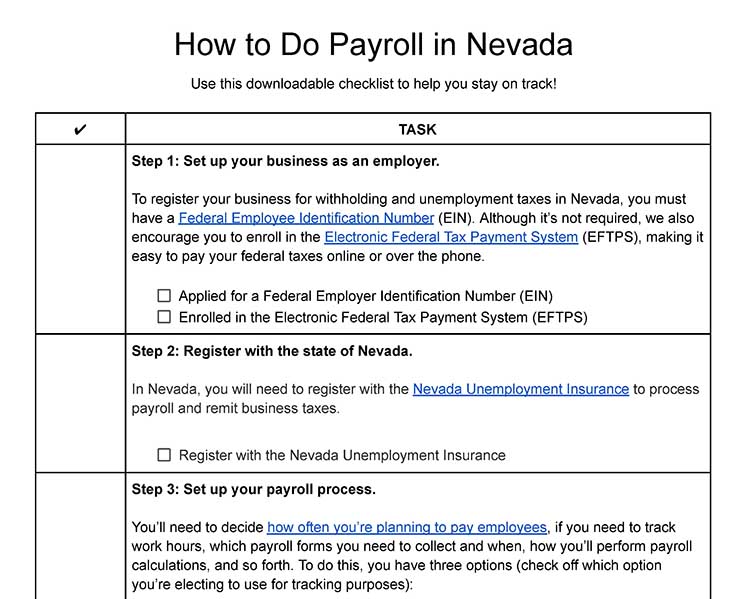 How to Do Payroll in Nevada in 10 Steps
