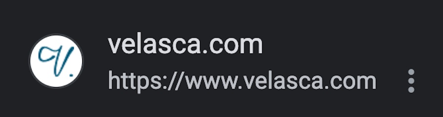 Favicon and URL for the website Velasca