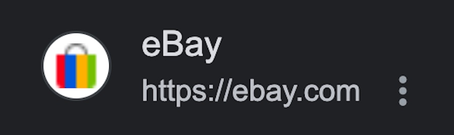 Favicon and URL for the website eBay