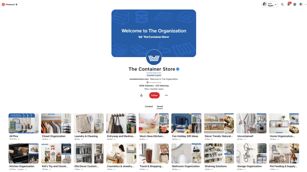 The Container Store Pinterest feed