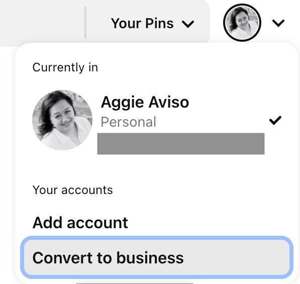 Selling on pinterest convert your personal account to a business account