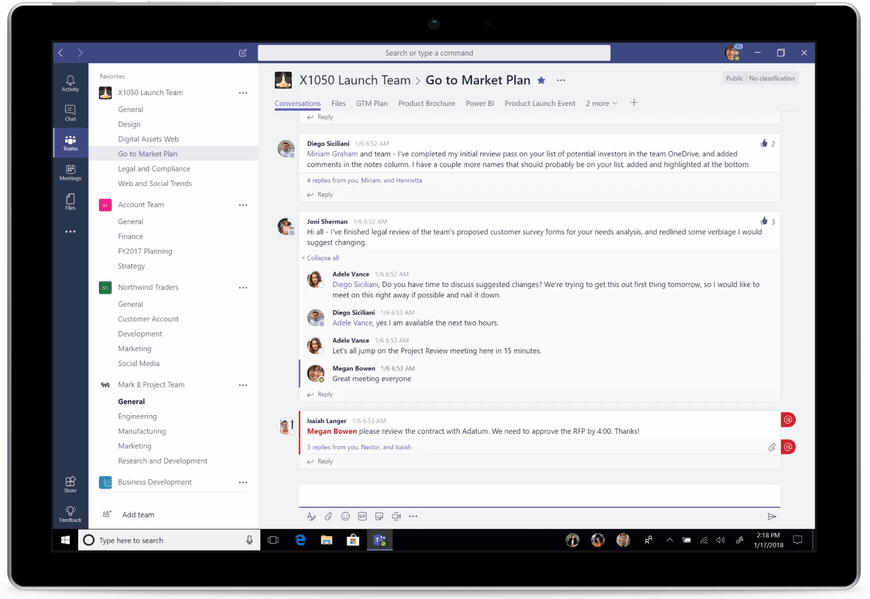 A Microsoft Teams user clicking the "Wrike" option from the chat menu and asking a colleague if the task is on track
