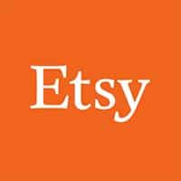 Etsy logo with white text on orange background.