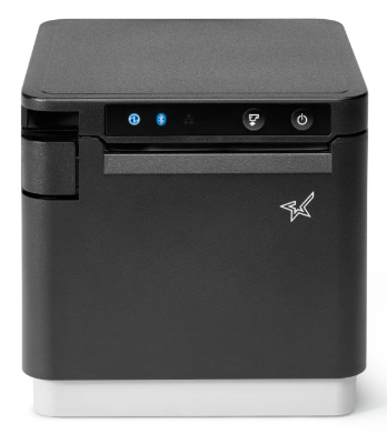 Receipt printer with Bluetooth/Ethernet/USB capability.