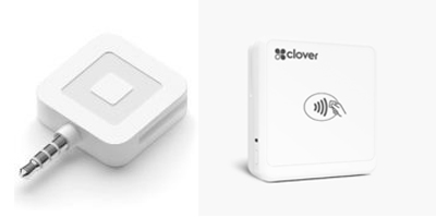 Square magstripe reader and Clover Go card reader.