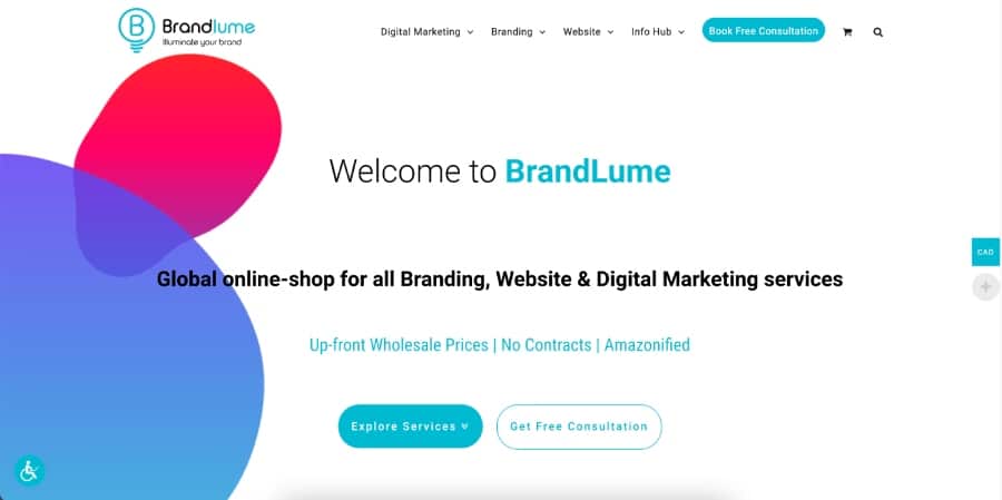 Home page of BrandLume's website