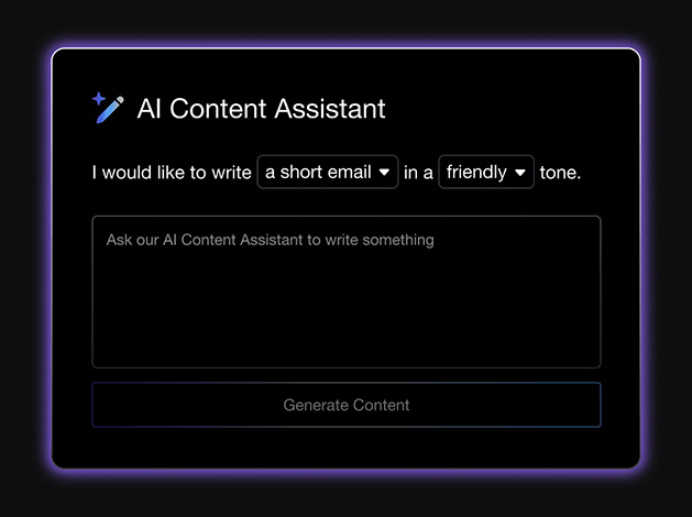Auto drafting an email using the AI content assistant in Capsule CRM.