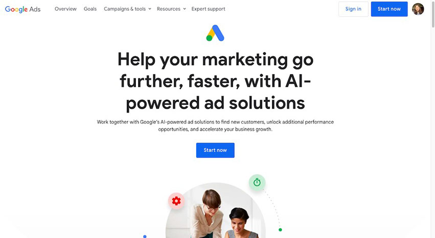 Interface of Google Ad's AI-powered tools