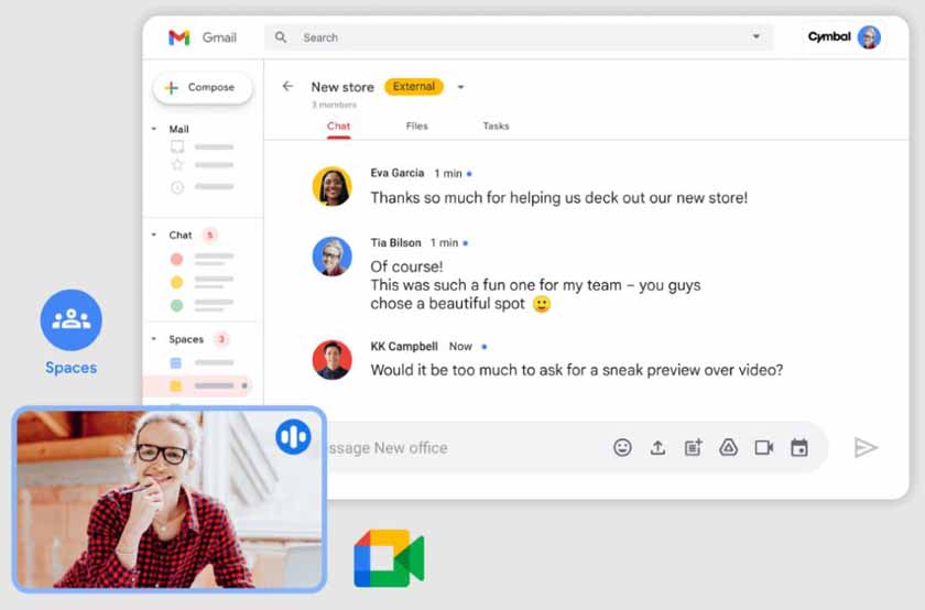 An example of how Google Workspace users can connect with their customers or suppliers using its video chat function.