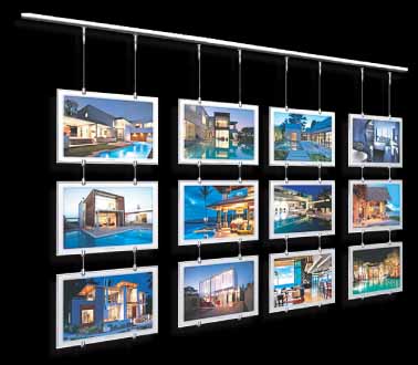Hanging backlit LED signs to showcase multiple properties.