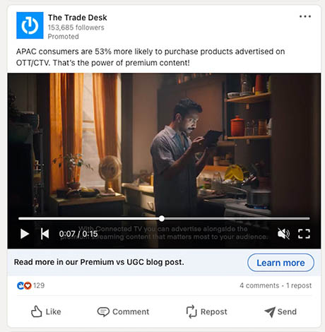 An example of a video ad on LinkedIn.