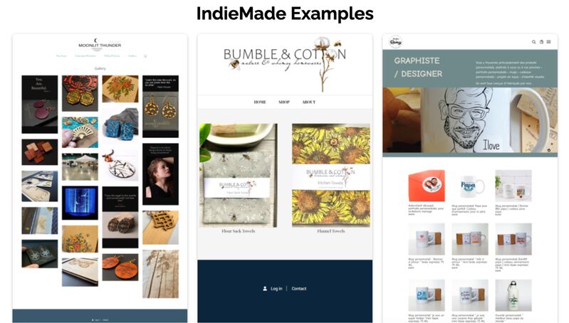 Examples of online shops with IndieMade.