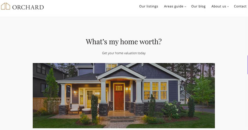 Placester home valuation landing page
