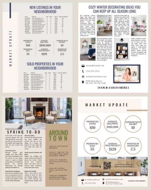 Seasonal monthly real estate agent newsletter templates
