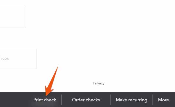 Check input screen highlighting the Print check button in QuickBooks.