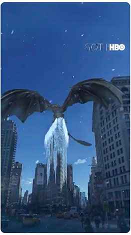 An example of Snapchat ad using augmented reality for a fantasy TV show