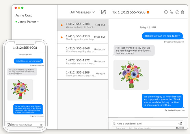 Talkroute interface for business messaging