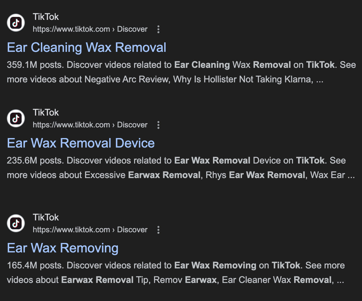 Tiktok trends ear cleaning wax removal.