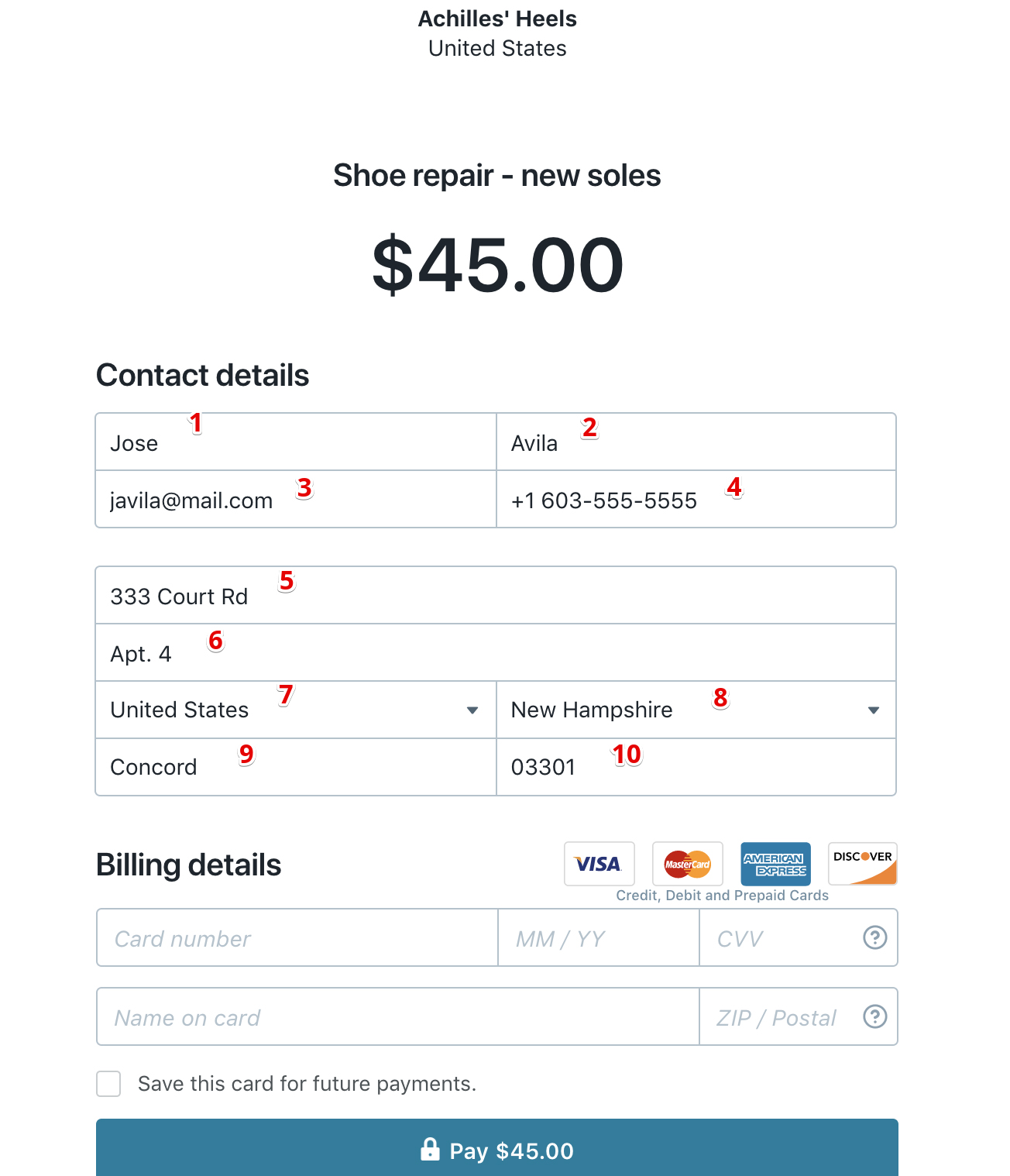Wave Payments Select fields to include checkout form.