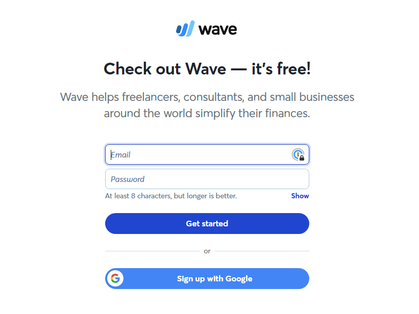 Wave Payments Sign up form.