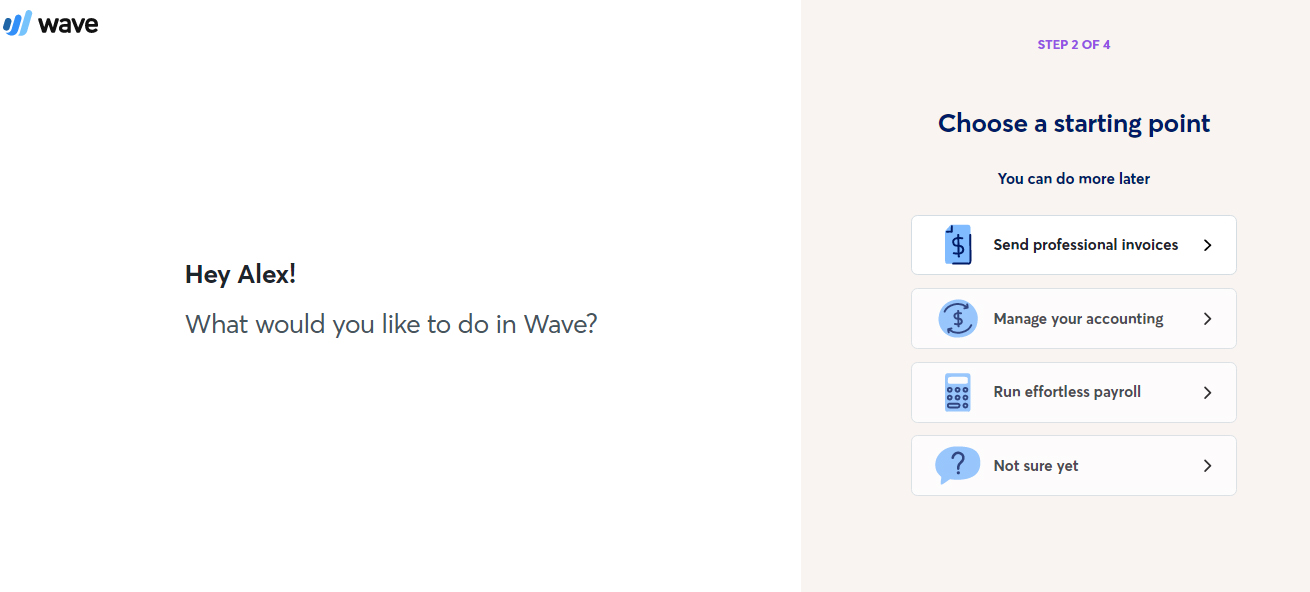 Wave Payments Sign up form step 2.