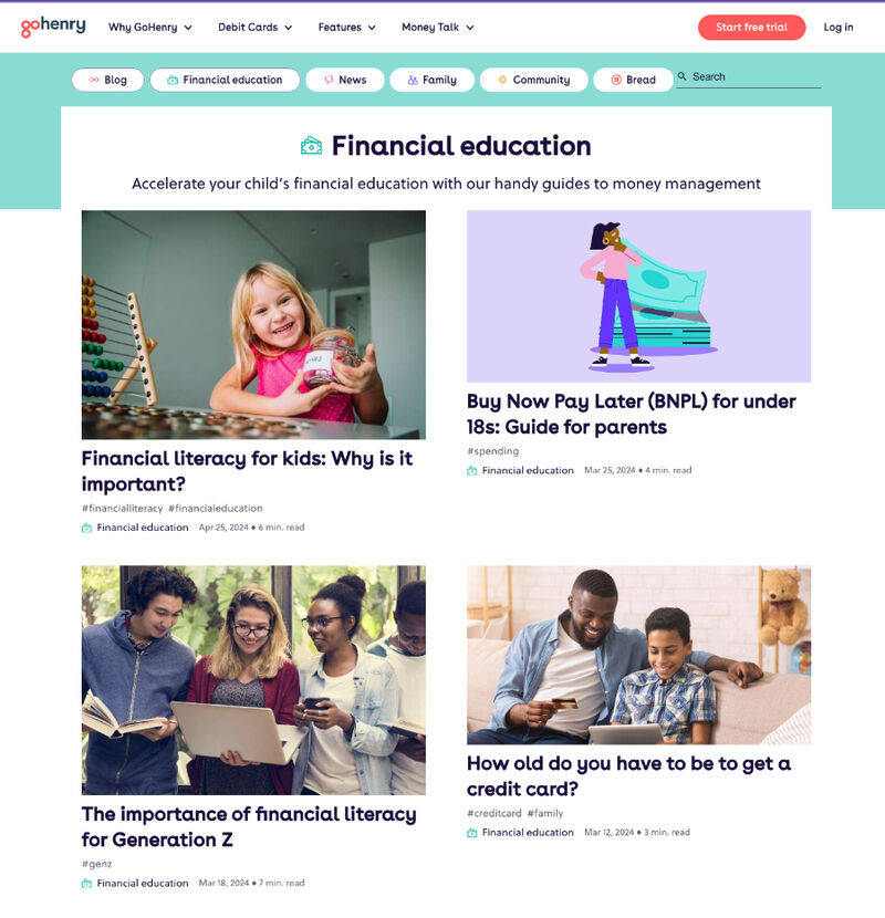 GoHenry's financial education blog home page.