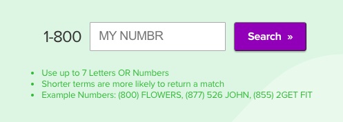 Grasshopper’s number lookup tool that has a search bar where users can put in letters or numbers to create a memorable vanity number.